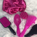 kit escovas de cabelo, escova raquete, escova polvo, escova mágica, escova massageadora, touca de cetim, kit capilar completo, cuidados com o cabelo, escova para cachos, escova desembaraçante
