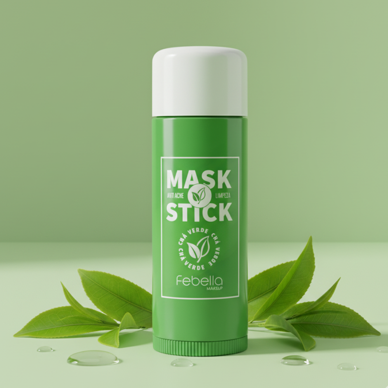 máscara chá verde, mask stick febella, máscara facial anti acne, removedor de cravos, máscara hidratante facial, máscara facial clareadora, cuidados com a pele, limpeza facial profunda, máscara facial natural, beleza facial feminina