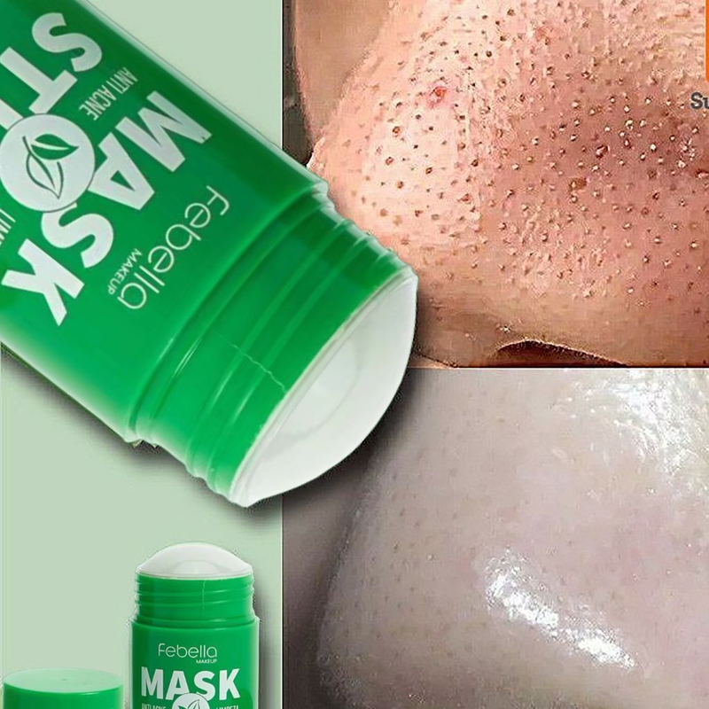 máscara chá verde, mask stick febella, máscara facial anti acne, removedor de cravos, máscara hidratante facial, máscara facial clareadora, cuidados com a pele, limpeza facial profunda, máscara facial natural, beleza facial feminina