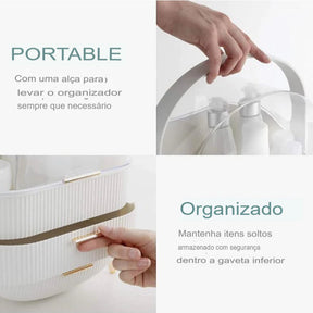 Maleta 3 Compartimentos Maquiagem Cosmético Alça Perfeito para Viagem