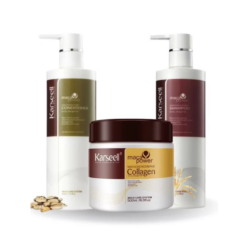 KIT COMPLETO MASCARA + SHAMPOO + CONDICIONADOR KARSEELL ORIGINAL MACA POWER COLLAGEN ORIGINAL IMPORTADO Karseell .!!!!!