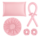 kit cetim anti frizz touca cetim + modelador sem calor curling rod + fronha