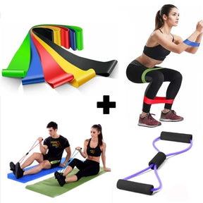 Kit5 Elástico de Treino Mini Band + Elástico Tensão Extensor Exercício Treino Funcional Fisioterapia